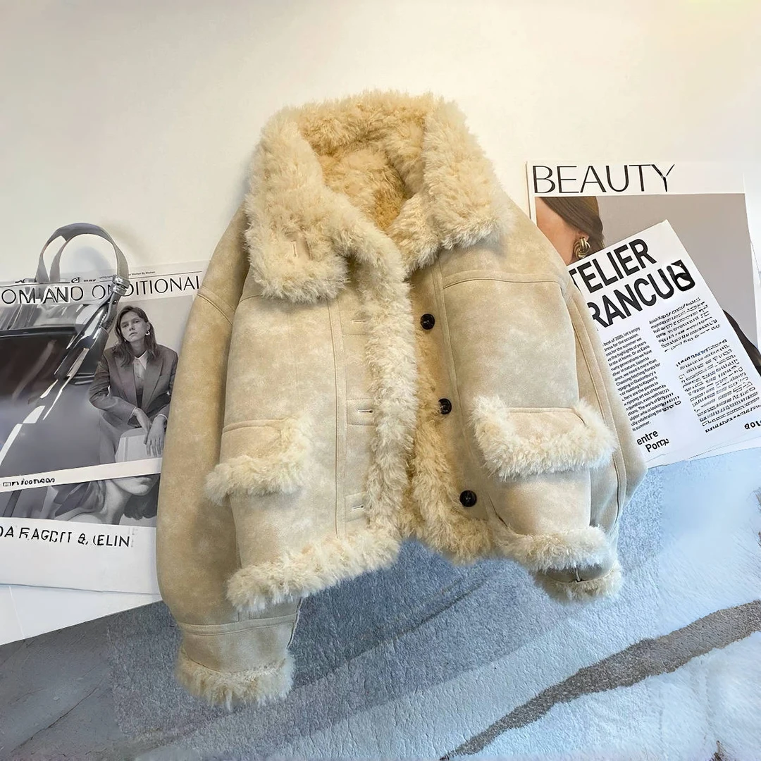 中大童女童外套2024冬季韩版加厚ML892款皮毛一体外套