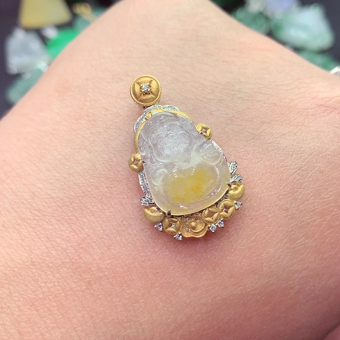 翡翠颈饰18K金镶嵌纯天然