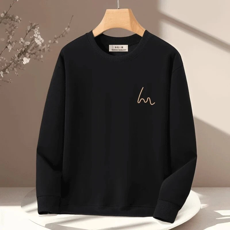 仓石一树潮牌线条印花圆领卫衣男士秋冬新款加绒加厚宽松长袖上衣