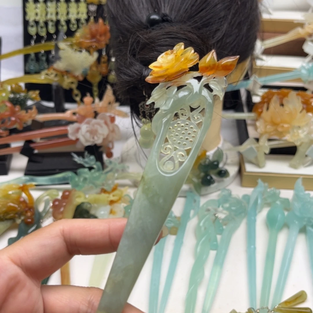 蛇纹石玉合金发簪