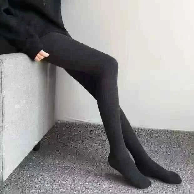 自发热抗起球瘦腿女秋冬加厚连脚裤袜黑色打底裤