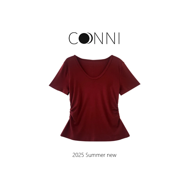 【天丝羊毛5】V领修身型夏季新款正肩常规袖显瘦时尚百搭T恤503
