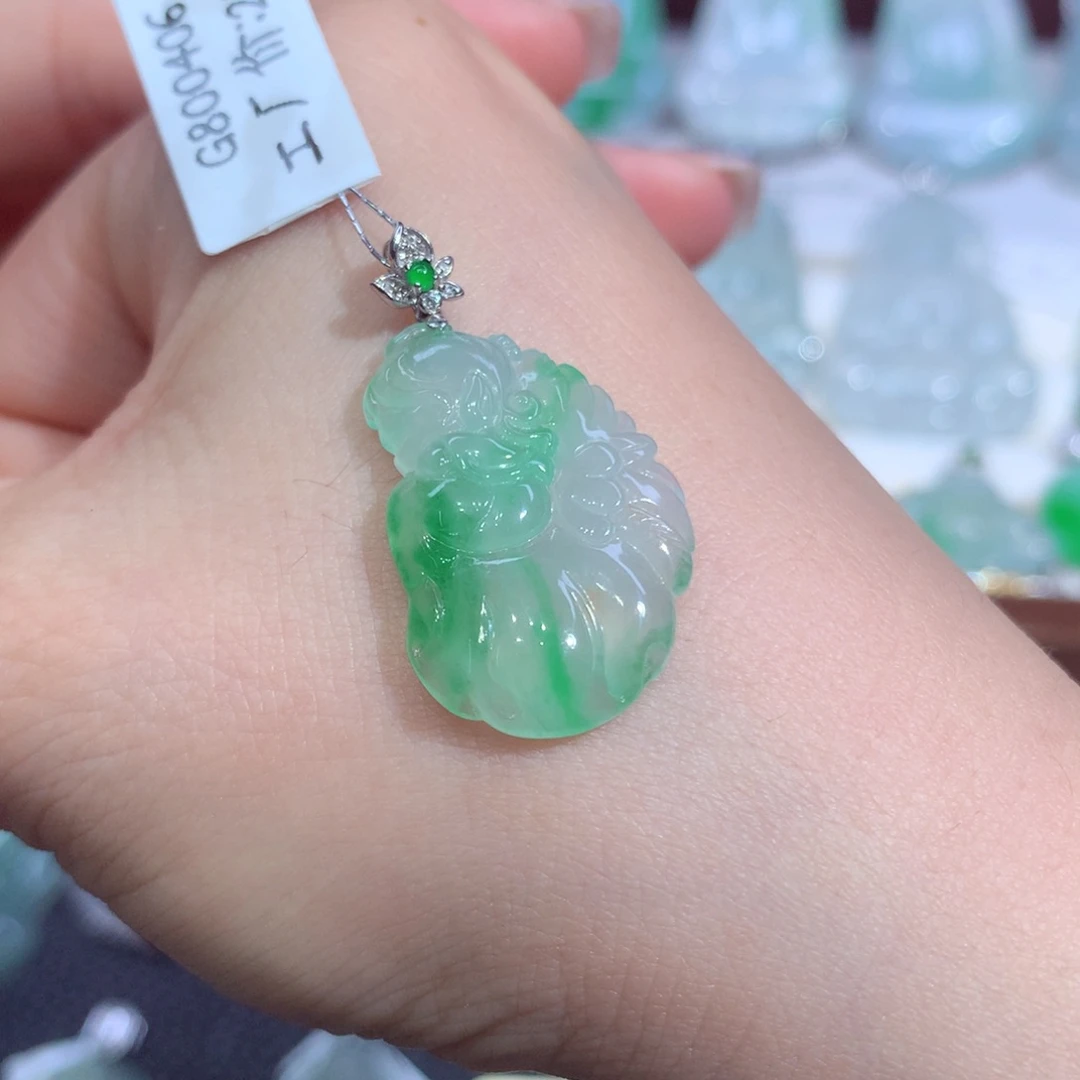 吊坠(不含链)18K金镶嵌翡翠天然缅甸A货翡翠揭阳工仙子天使