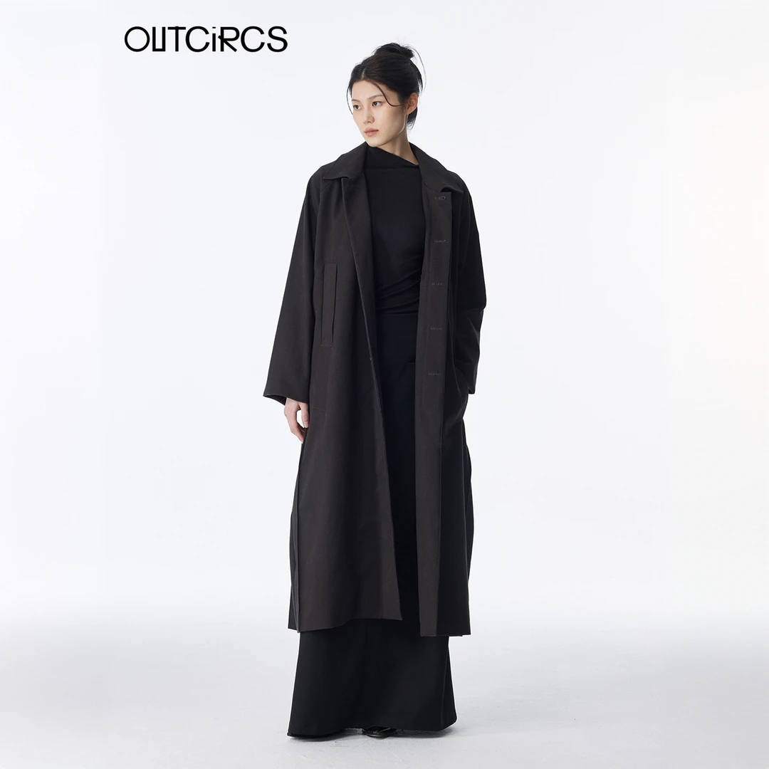 OUTCiRCS经典长款工装斗篷风衣2025秋冬新款简约百搭男女同款