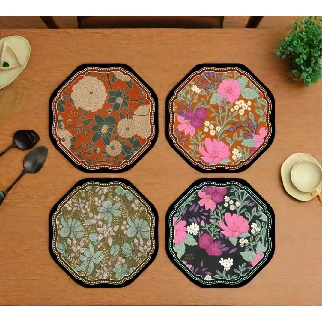 复古四色沥水垫防烫轻奢家用吸水碗垫杯垫家用垫子
