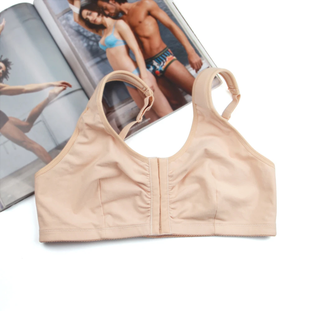 前扣文胸内衣手术后放义乳文胸全棉的薄款