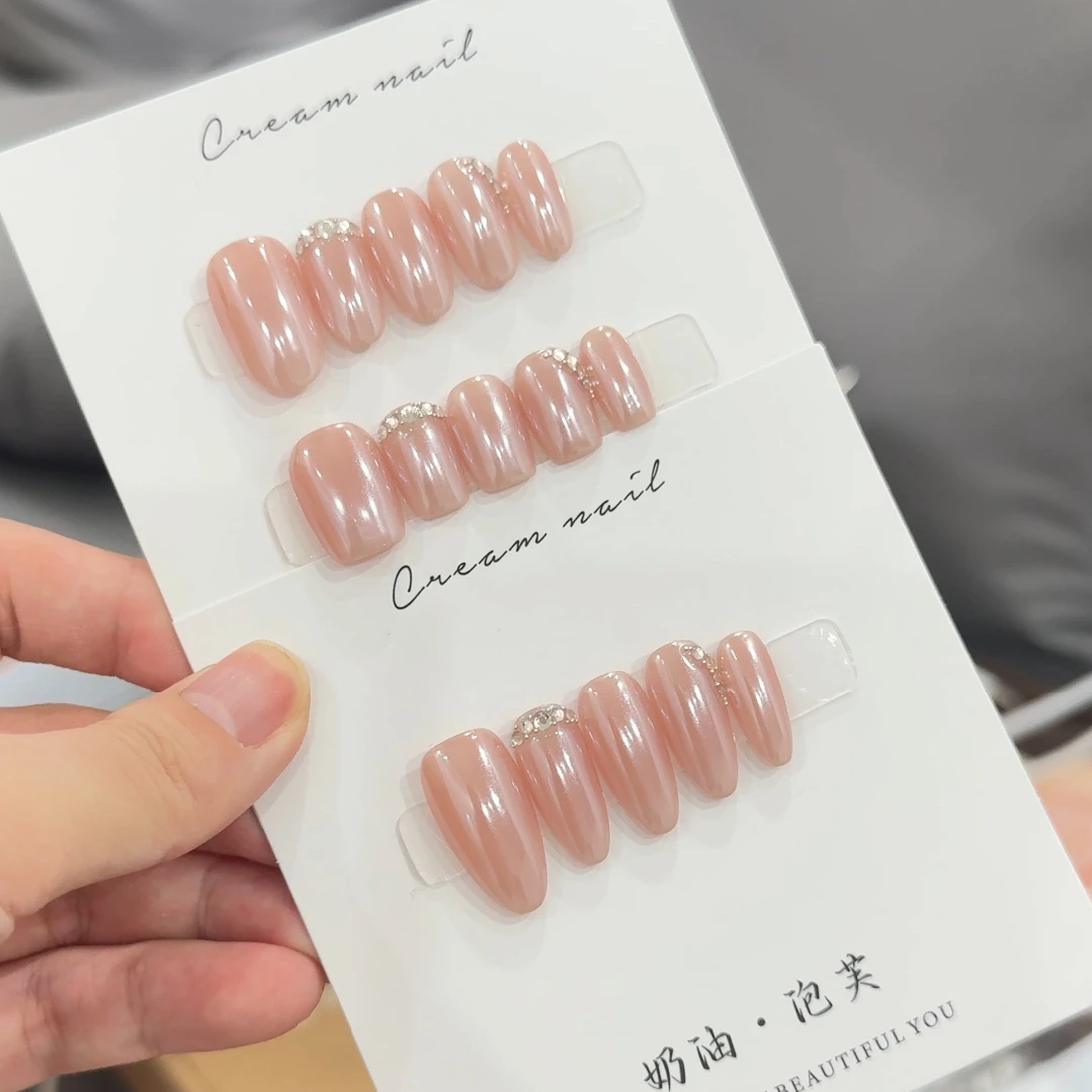 【海莉】高级感裸色短中款纯手工穿戴甲爆款美甲贴片