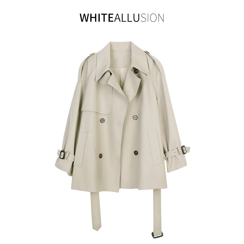 素典【甄心推荐】  短款小个子风衣春款英伦风双排扣休闲时尚854