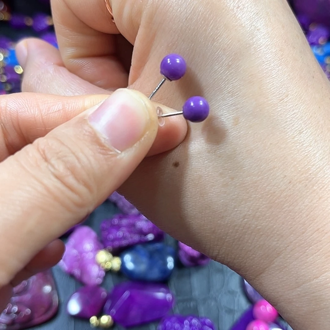 【闪购商品】琉璃颈饰舒具石老油料泥地丝绒老坑紫耳钉卡6高货