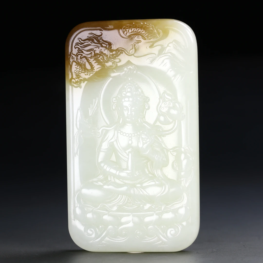 0104049和田玉糖白莲花观音