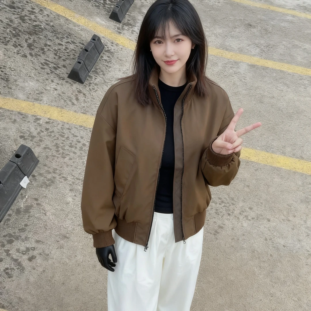 美式复古飞行员夹克男女春秋季运动极简风宽松休闲上衣外套百搭