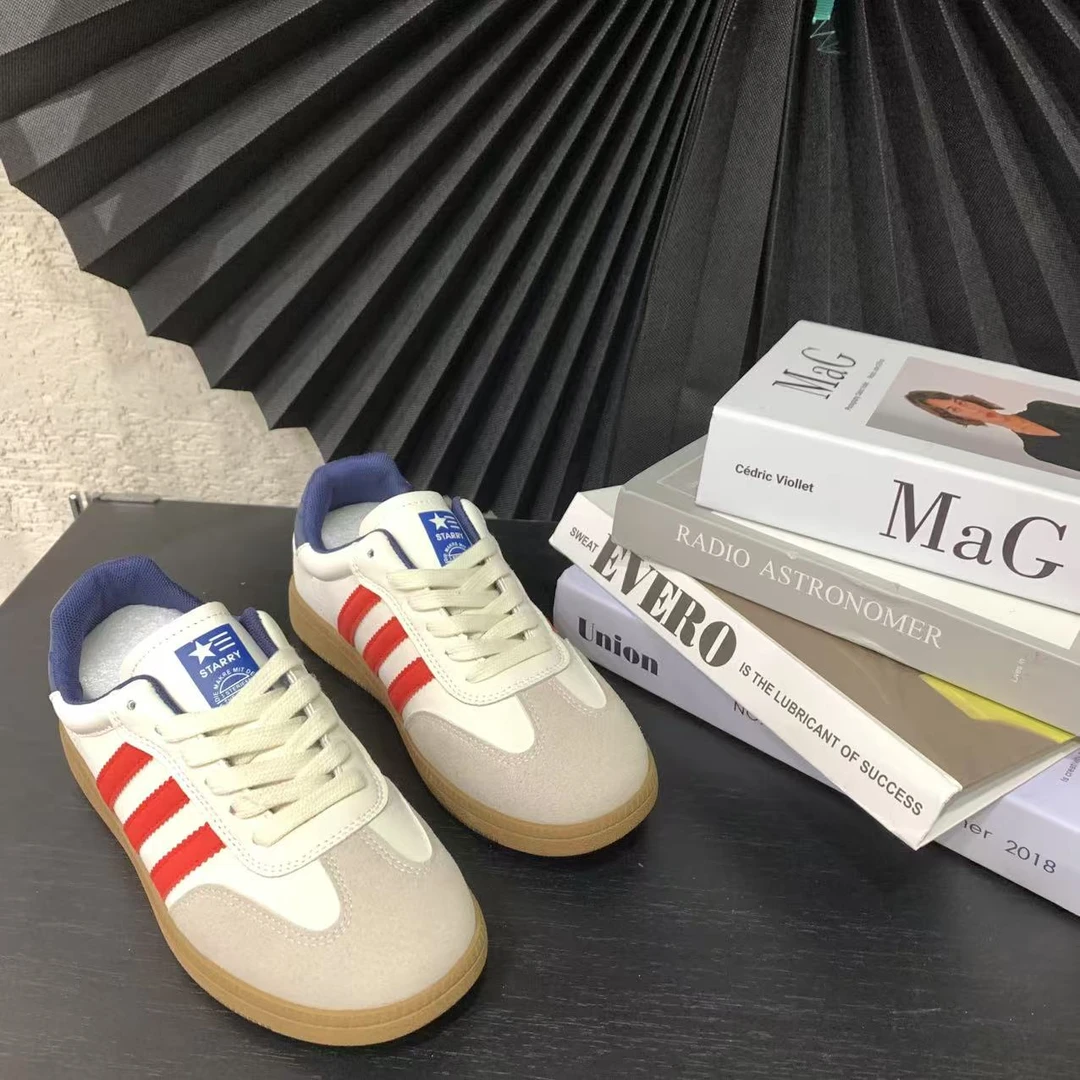 【 雨•美 推荐 】668-2 米红色时尚百搭撞色德训鞋