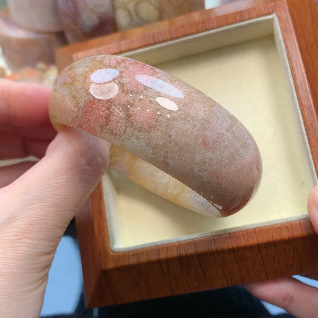 未镶嵌手镯硅化珊瑚（珊瑚玉）56.6口2500