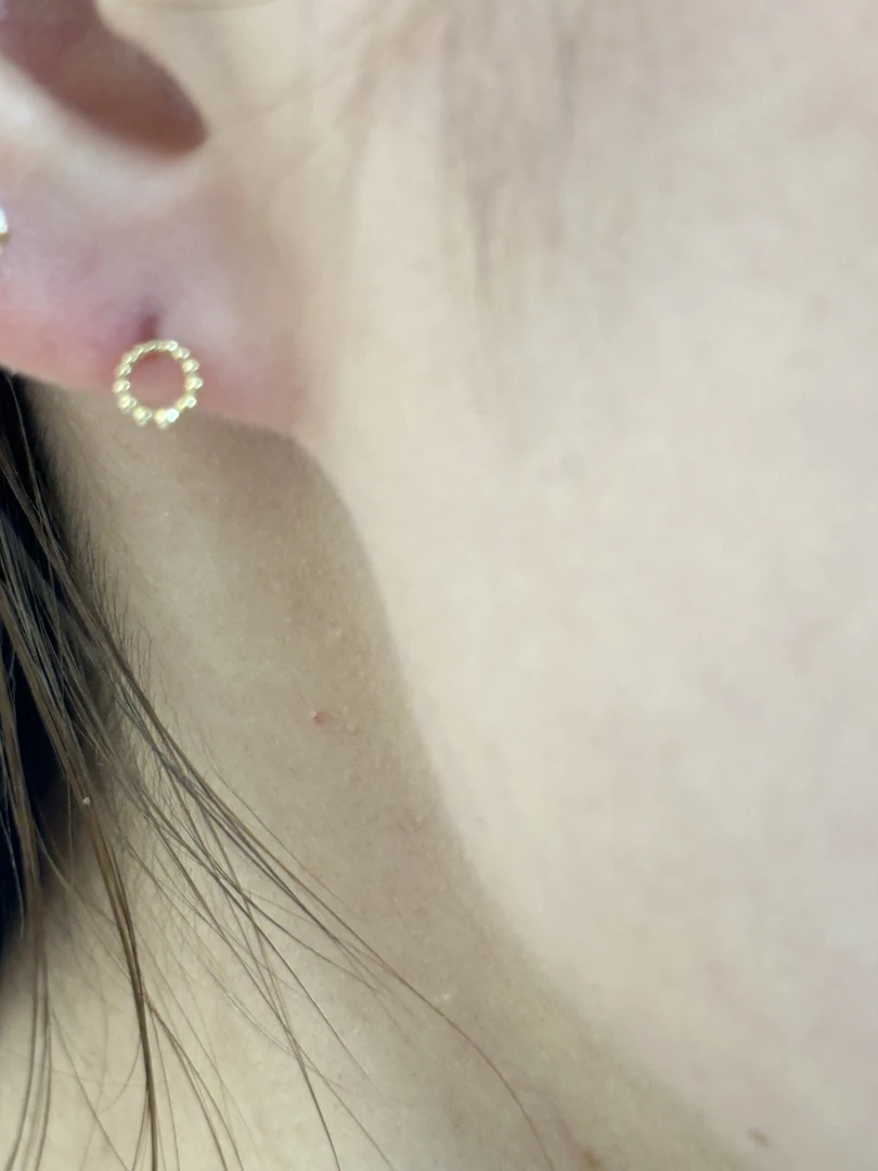 韩国14k金耳骨钉耳拧圆圈