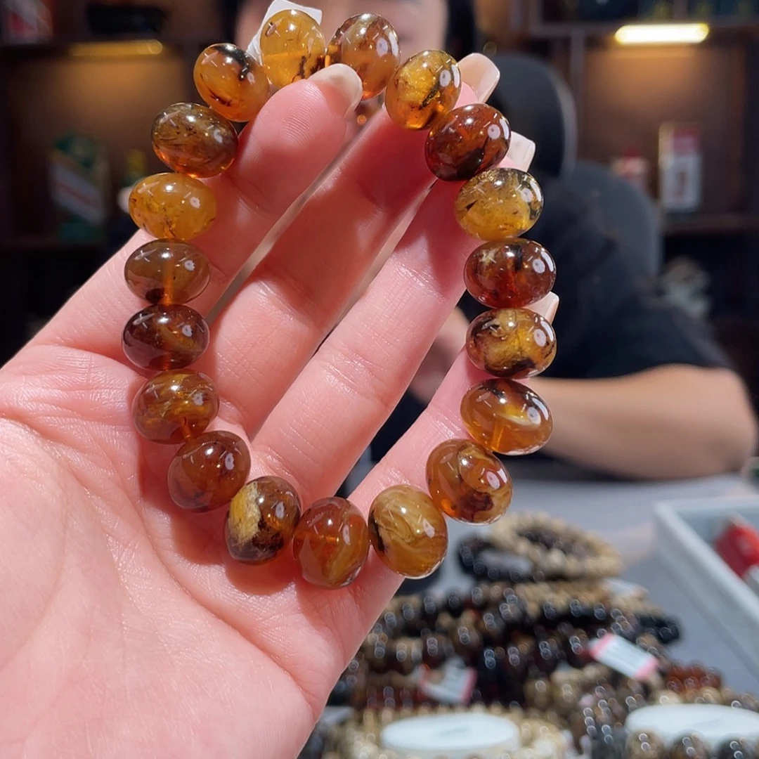 琥珀未镶嵌手链13m蜜蜡