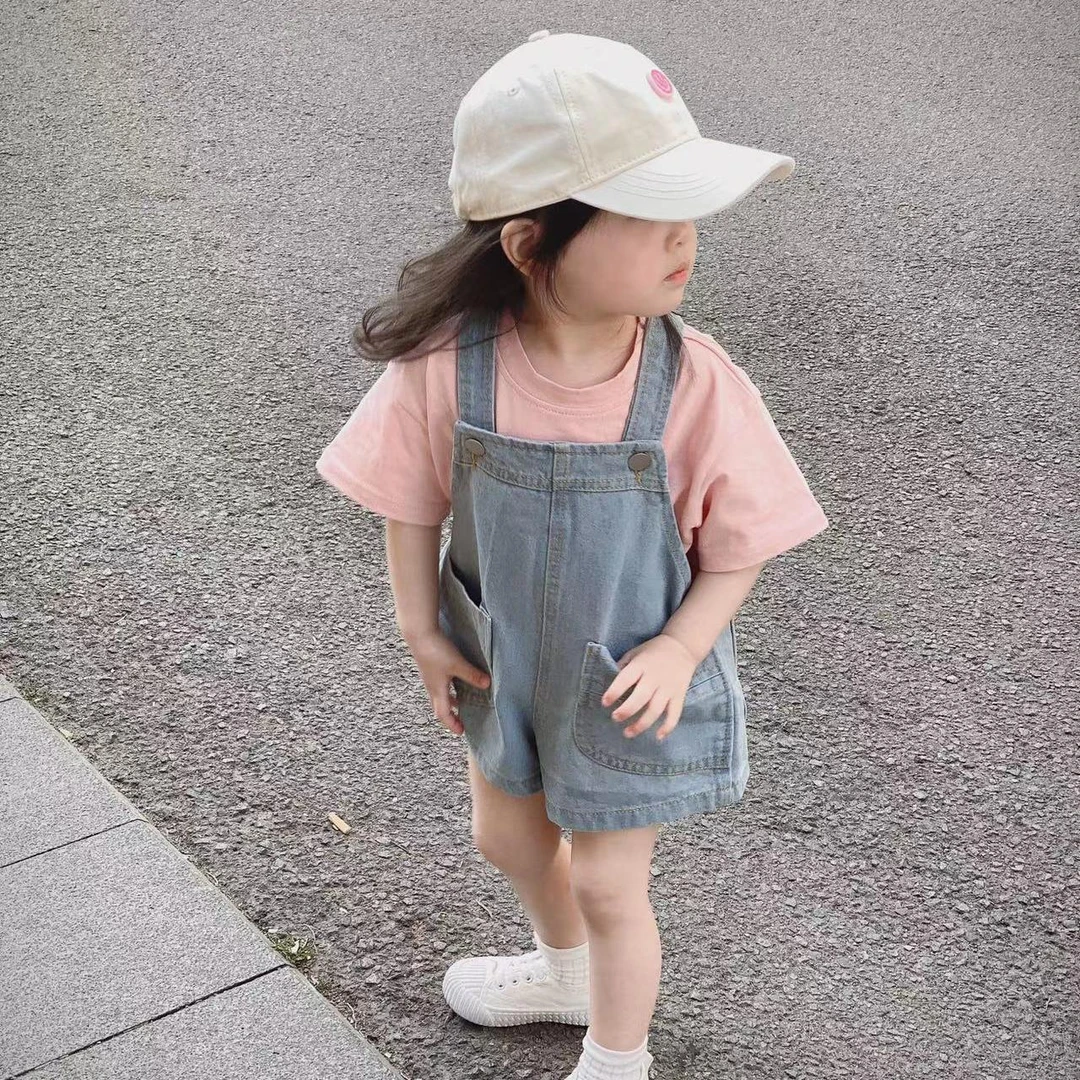 女童牛仔背带裤2025夏季新款宝宝洋气短裤中小童两件套休闲裤