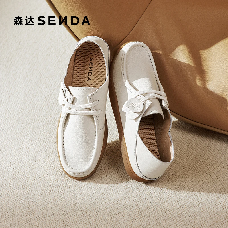 森达牛津鞋女秋冬新款商场同款舒适百搭一脚蹬袋鼠鞋4CFE5CM4