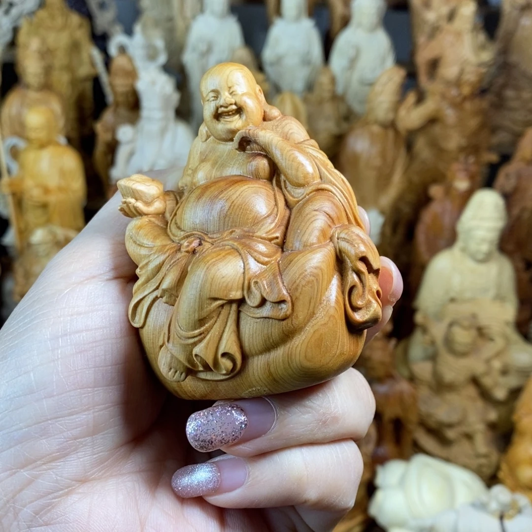 木崖柏7元宝弥勒手把件