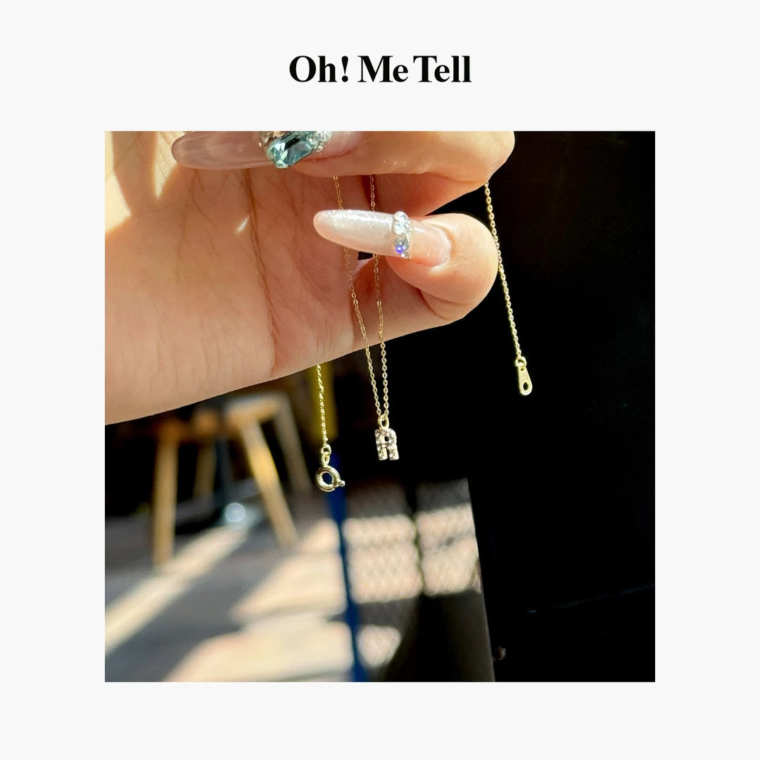 铜合金锆石项链 Oh！Me Tell【小R项链】精致可叠搭字母合金锆石项链