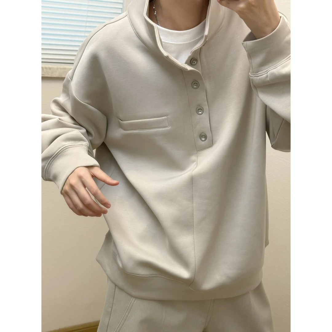 宽松立领莫代尔空气层加绒长袖卫衣秋冬内搭男款
