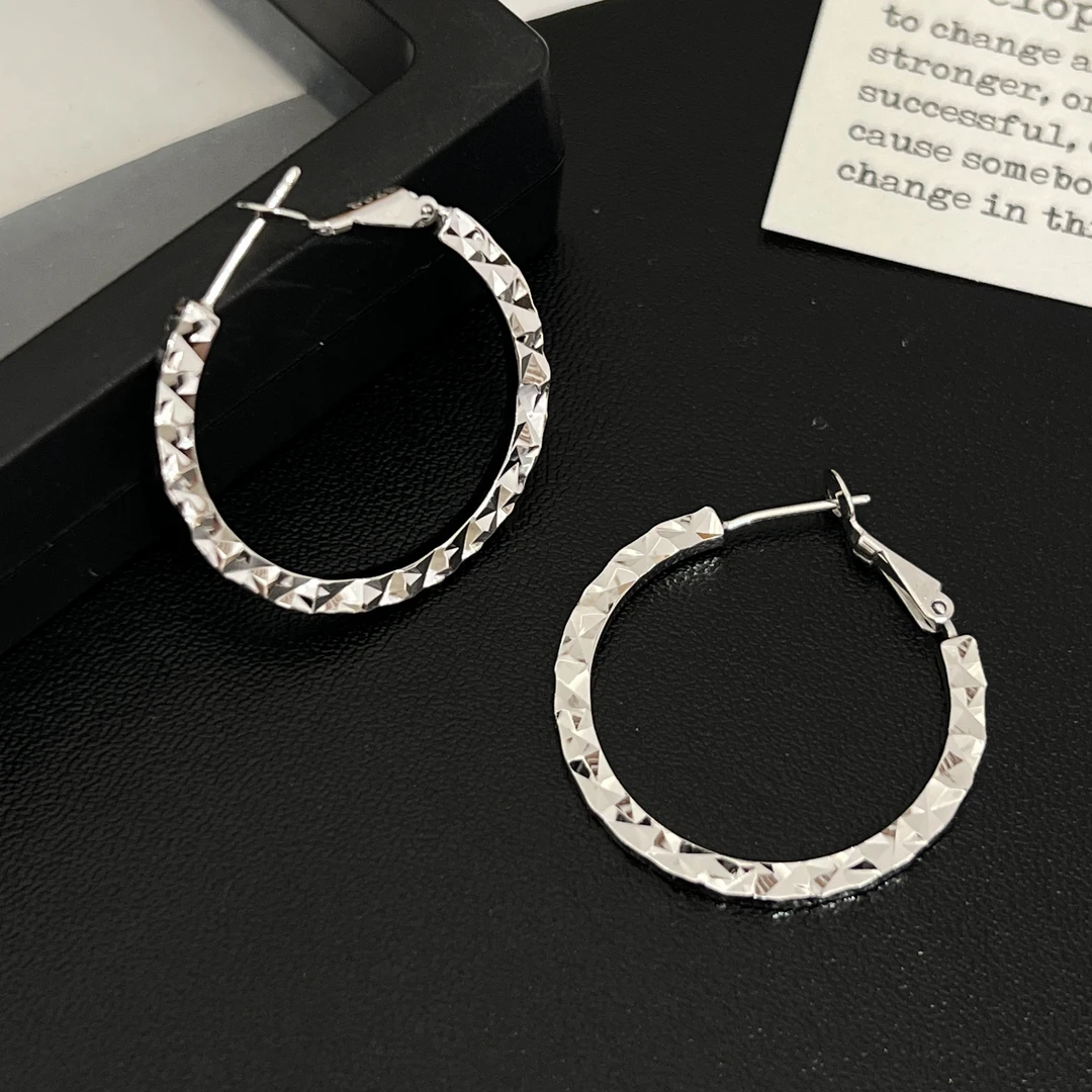 925银耳饰 韩版定制款高级感冷淡风车花碎冰冰银耳圈