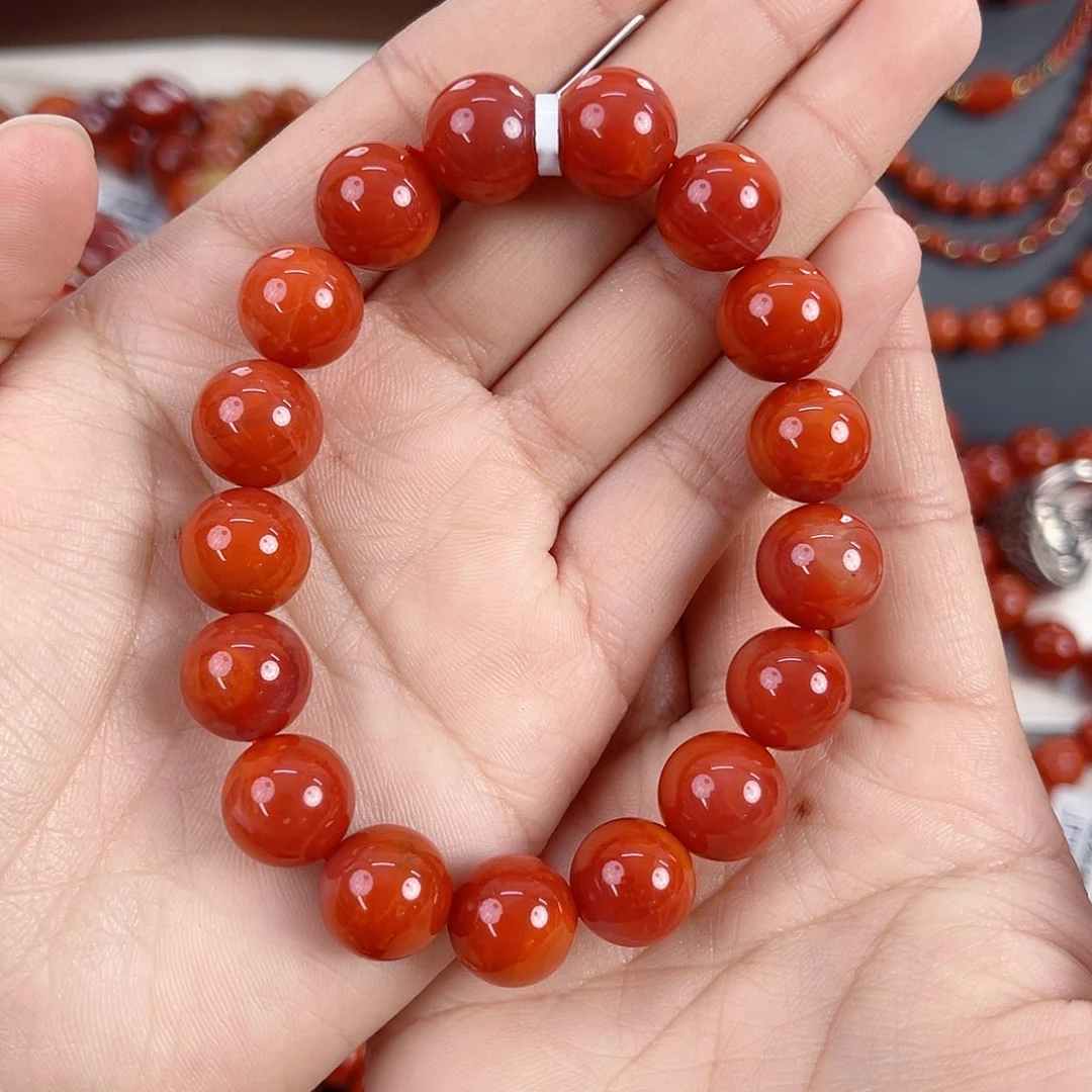 南红玛瑙未镶嵌瓦西锦红单圈12mm