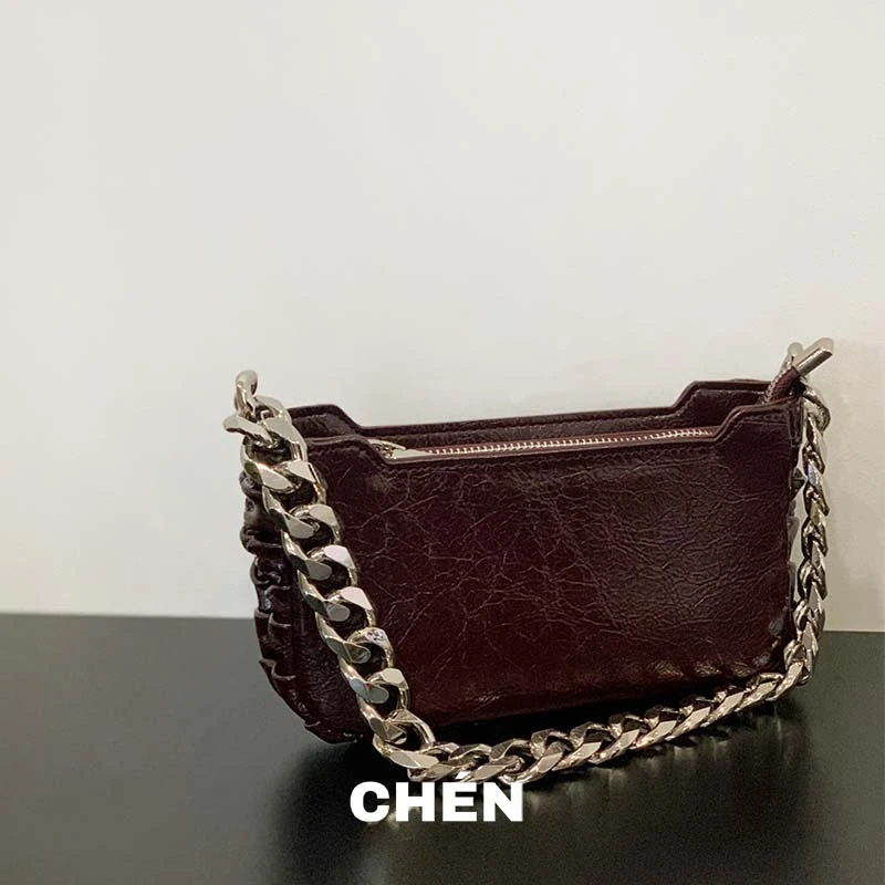【猪肝包】晨总自制小众金属设计感手拿单肩包包小高级感女