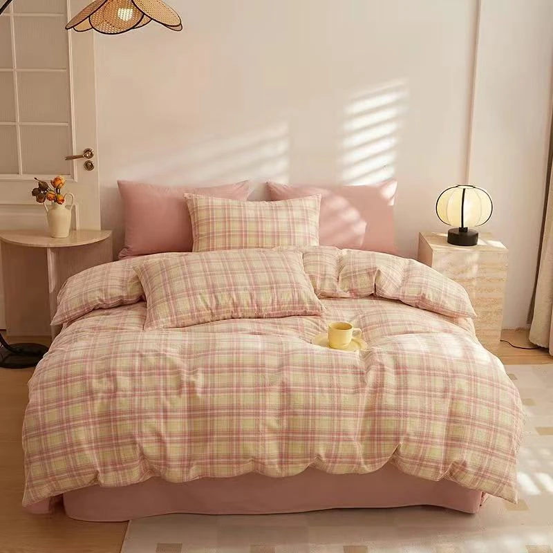 棉高端人字纹（1.5✖️2）被套，曼达-粉