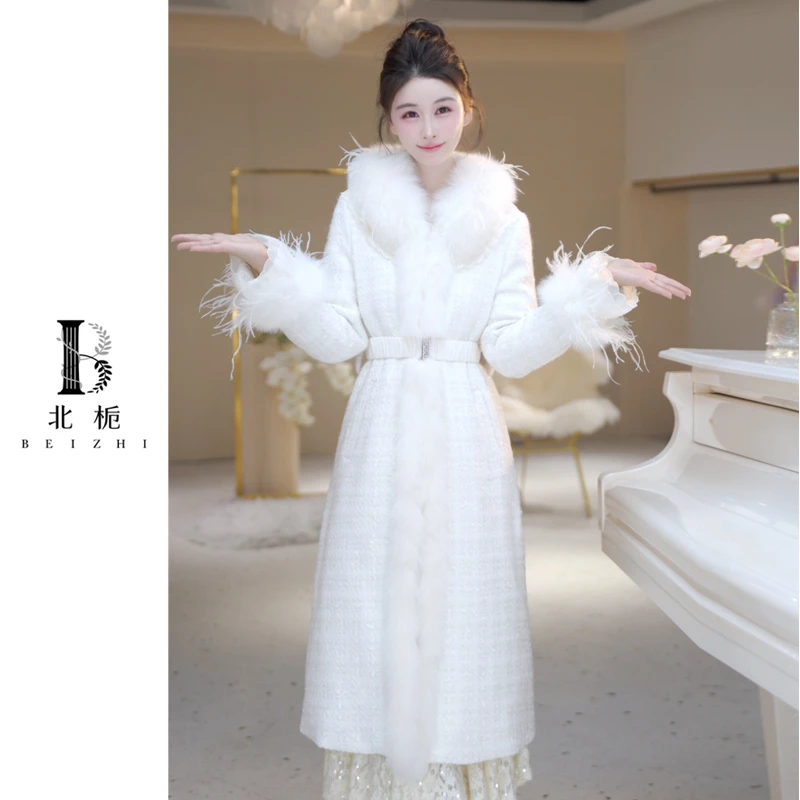 【北栀-小兔】千金风鸵鸟毛狐狸毛羽绒大衣 813543