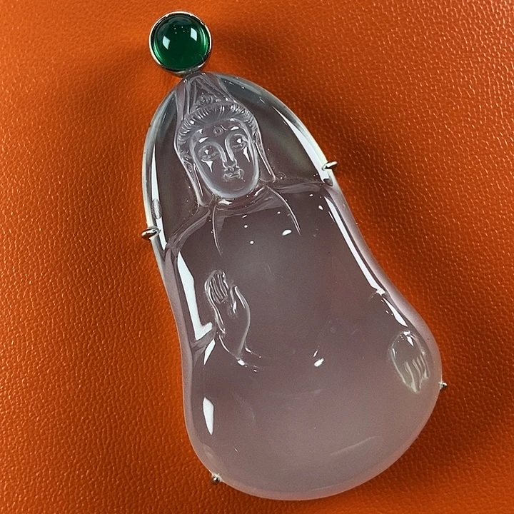 石英质玉银S925镀金镶嵌颈饰