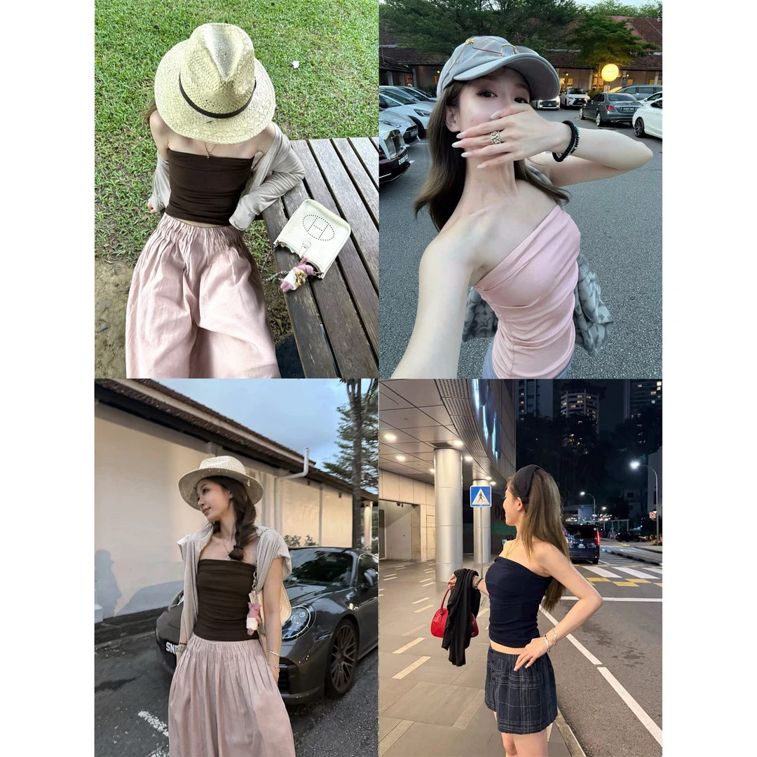 针织垂垂裤抹胸套装+褶皱腰裙裤+纸片人开衫LC  8894#