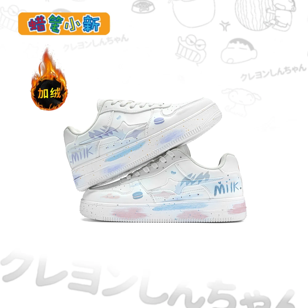 蜡笔小新鞋子男款爆款2025新款小众涂鸦男鞋秋冬款加绒保暖增高鞋