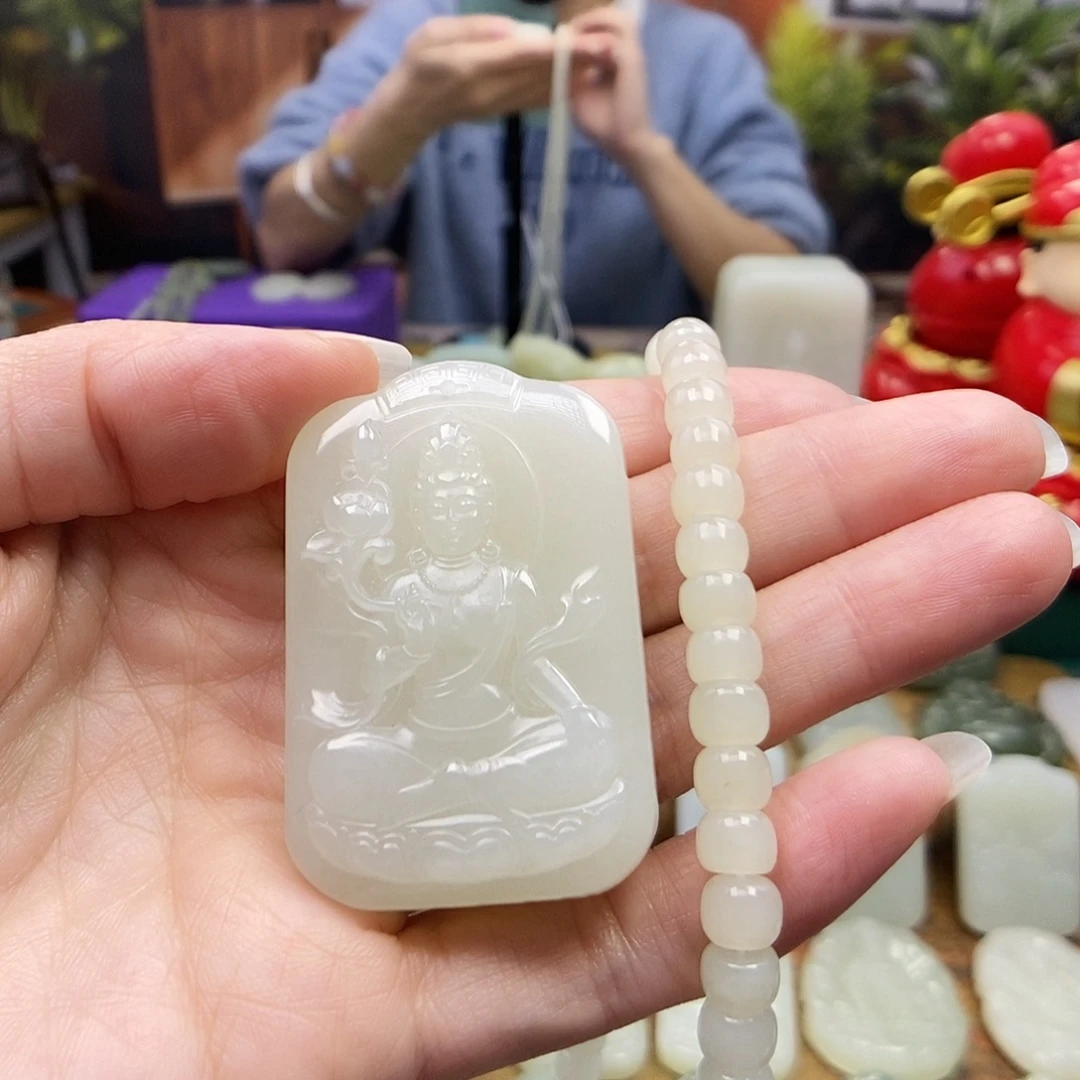 和田玉未镶嵌颈饰008莲花观音