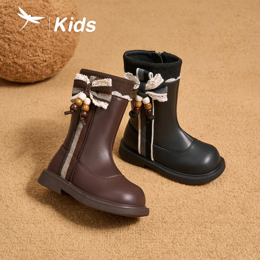 女童鞋2025秋冬新款高筒皮靴二棉加绒长筒靴子公主皮靴