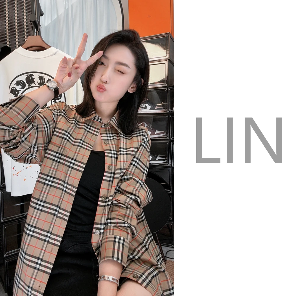 【LIN专属】经典格子免烫衬衫-男女同款长袖衬衣修身版型