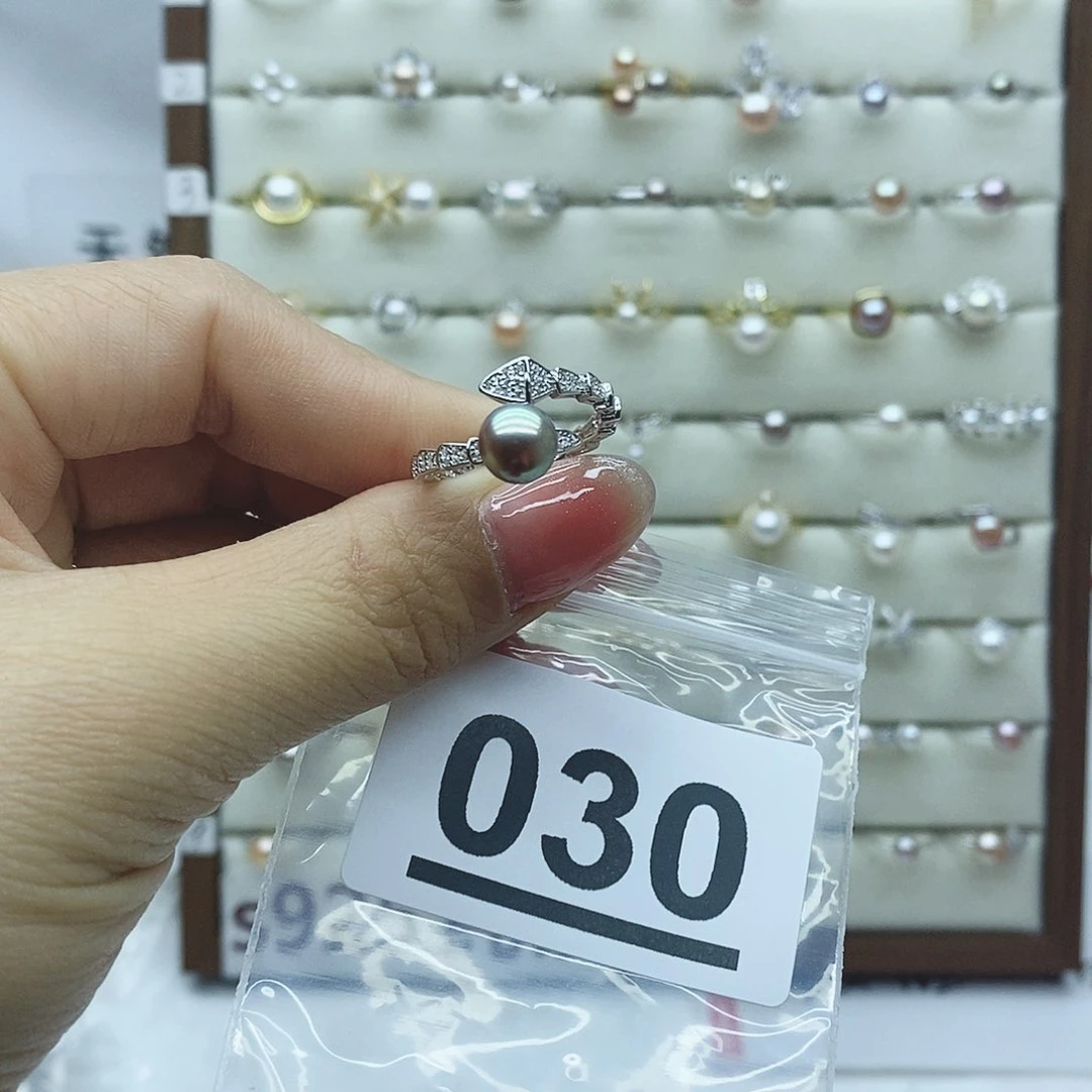淡水珍珠戒指银S925镶嵌池**丸030
