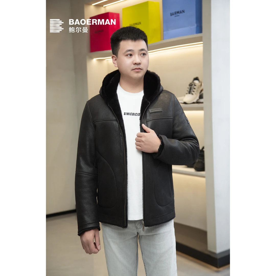 鲍尔曼BAOERMAN秋冬男款皮毛一体(羊皮）