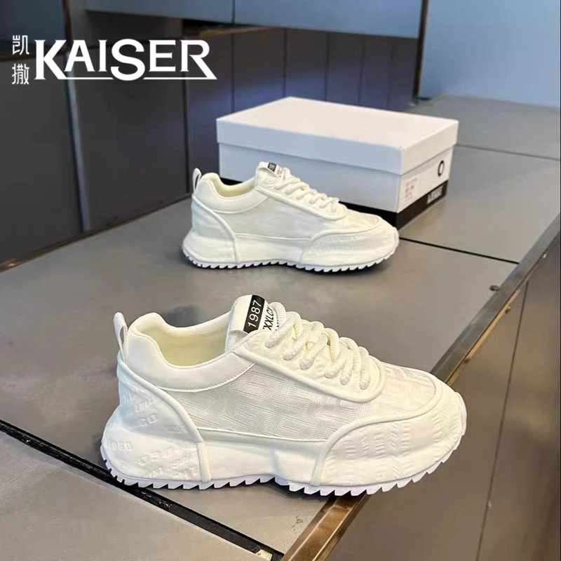 凯撒男鞋2025爆款透气网面鞋子男款夏季包底老爹鞋厚底休闲运动鞋