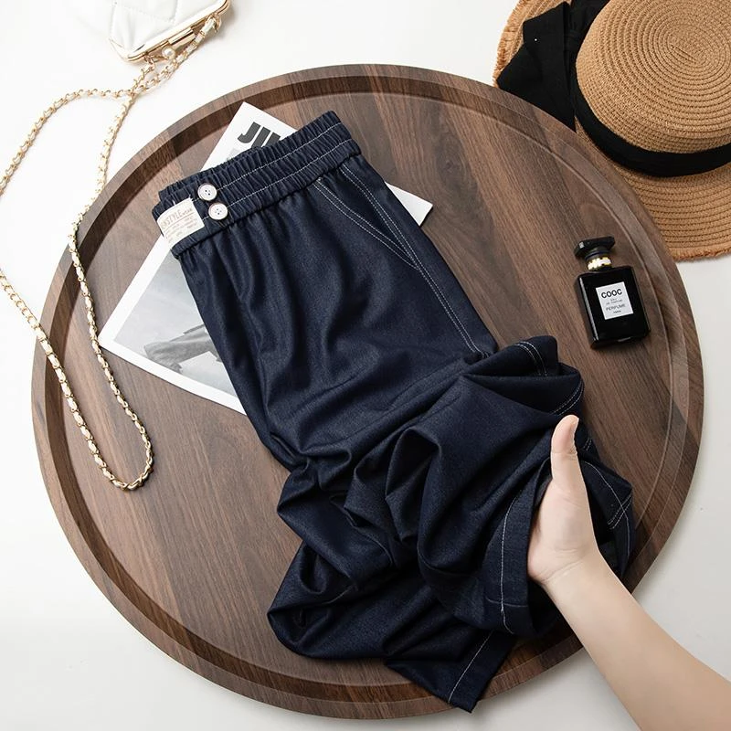 冰丝牛仔裤女款爆款2025新款夏季薄款高腰宽松阔腿裤直筒裤