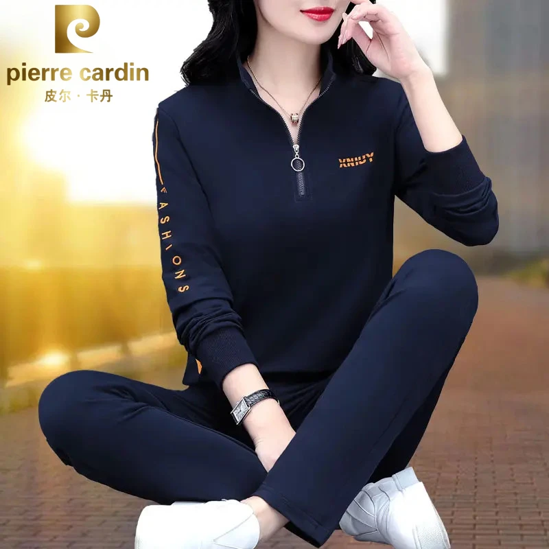 皮尔卡丹时尚运动服套装女春秋新款减龄妈妈秋装休闲两件套女士