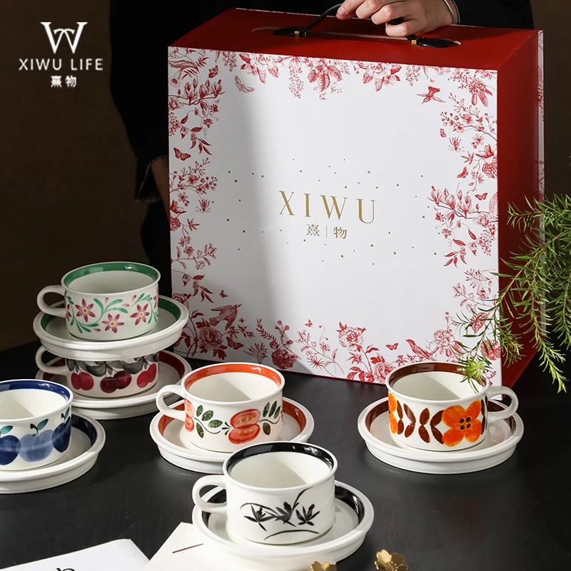熹物【手绘咖啡杯】咖啡杯碟陶瓷高档礼盒套装结婚礼物伴手礼
