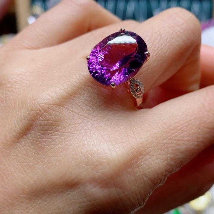 银S925镶嵌戒指水晶天然水晶戒指