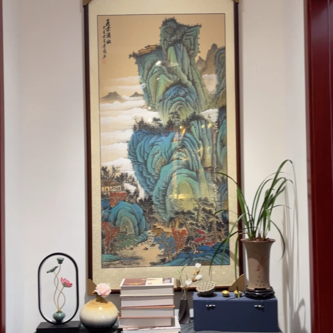 国画四尺夏景清幽画框作品164×84