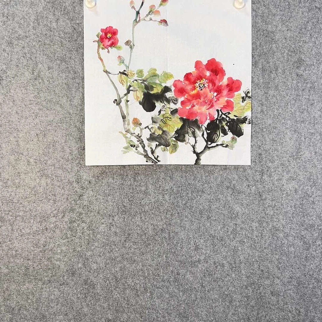 国画449 花鸟在树丛的顶端鸣叫叫声