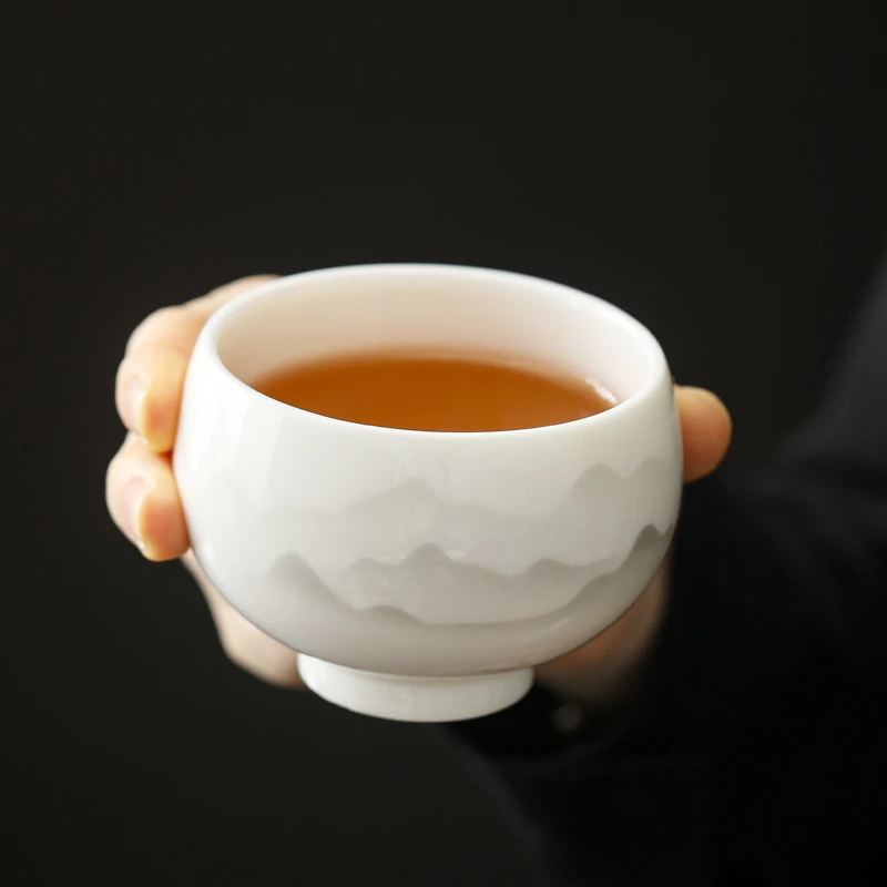 主人杯羊脂玉德化白瓷大号品茗杯功夫茶具高档喝茶单个杯子罗汉杯