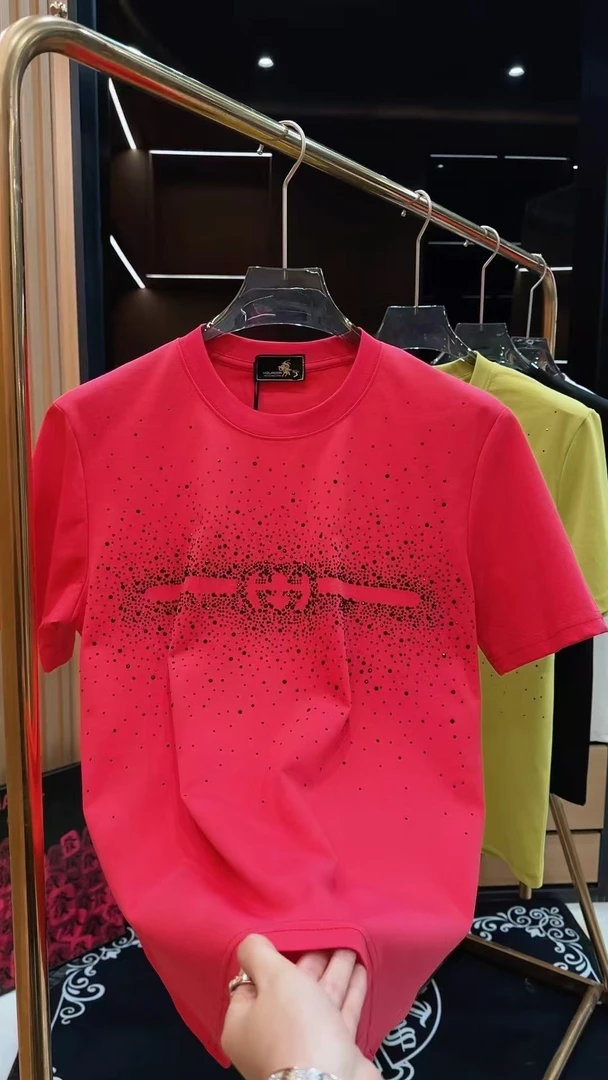 83303*潮牌男士短袖T恤春夏新款字母烫钻休闲半袖体恤