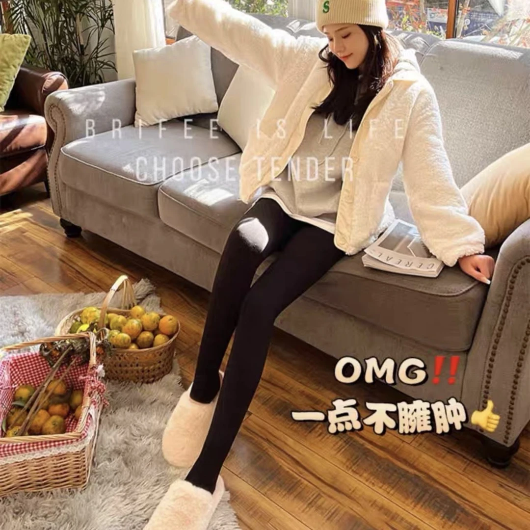 孕妇700克［加厚珍珠羊羔绒］一字裆高弹力踩脚打底裤2070
