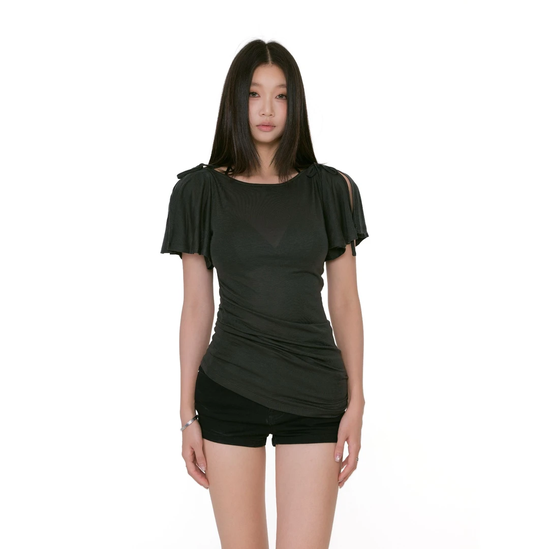 withmin凉皮 威尼斯画报 t恤女夏新款修身设计小众女短袖2523578