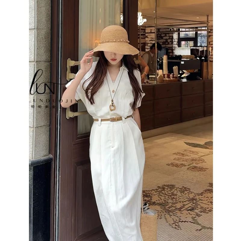 半夏山风/新款防晒显瘦宽松设计师款老钱风连衣裙