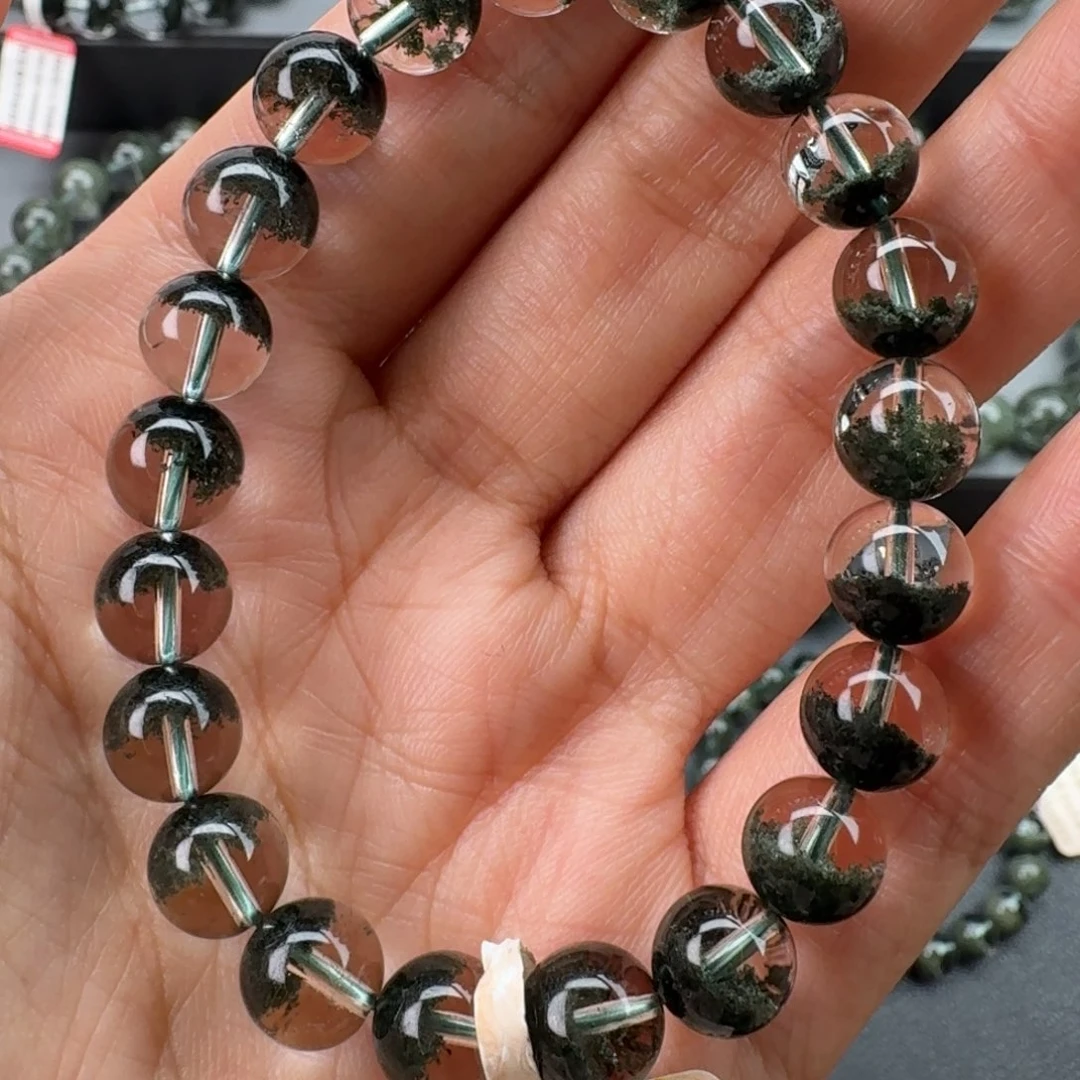 未镶嵌水晶手链天然绿幽灵聚宝盆8.6毕业级